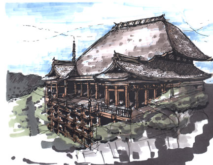 432x334 Kiyomizu Temple Kyoto - Kyoto Sketch