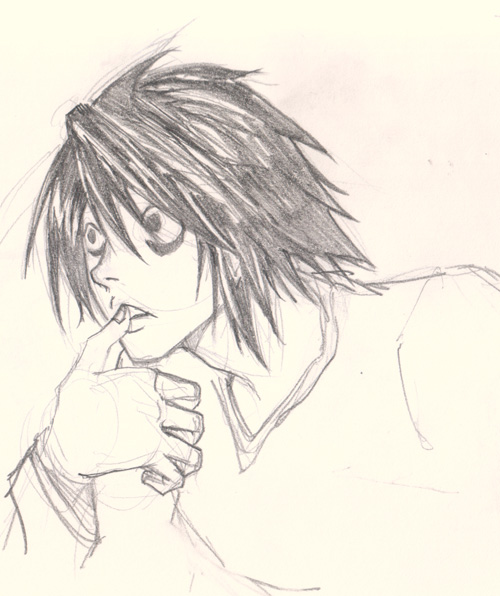 500x596 How To Draw L Death Note - L Sketch