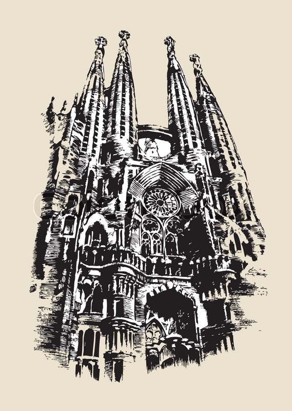 569x800 La Sagrada Familia Drawing Stock Vector Colourbox - La Sagrada Familia Sketch
