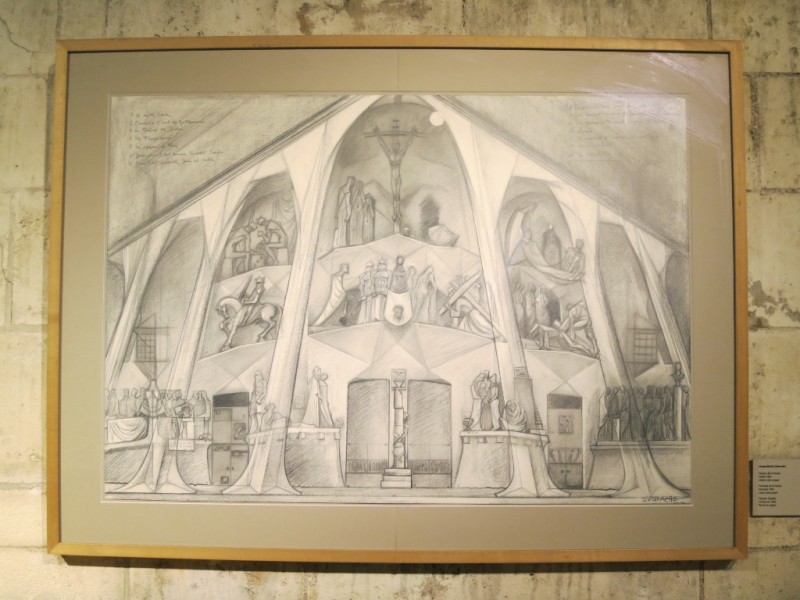 800x600 Sketch Of Passion Facade Arches La Sagrada Familia Museum - La Sagrada Familia Sketch