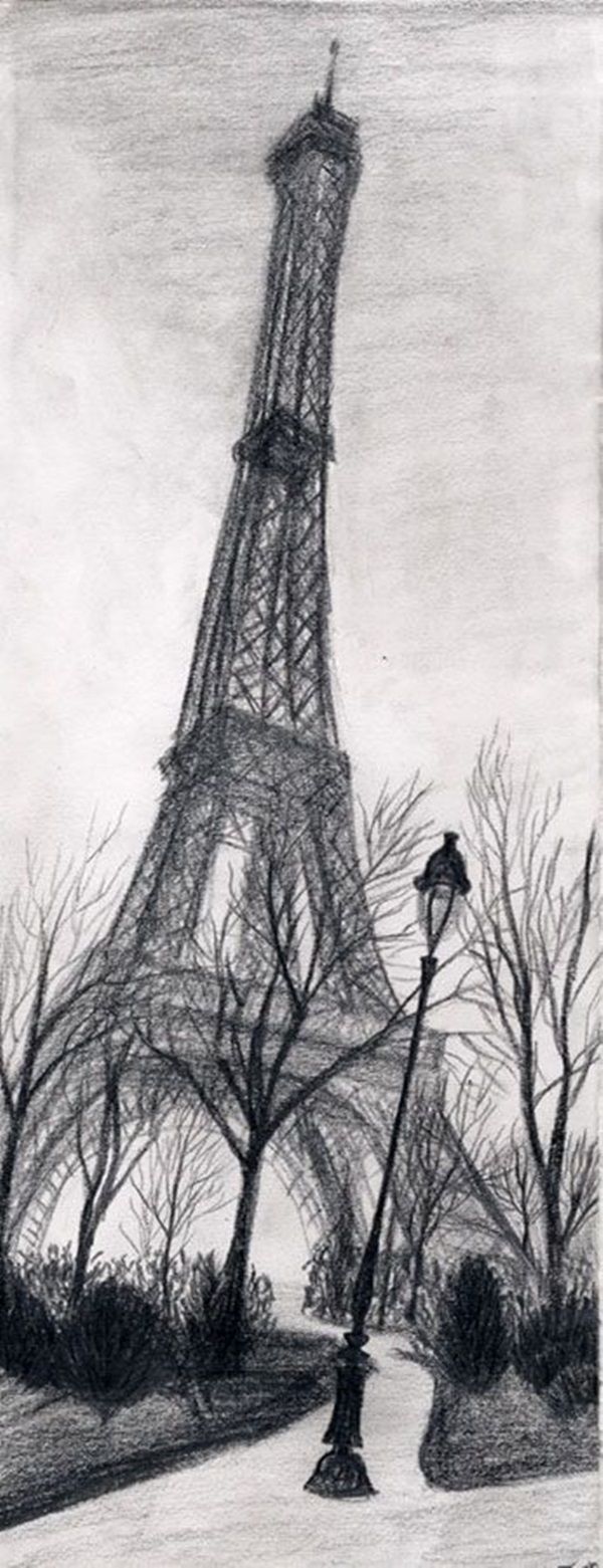 600x1561 70 Easy And Beautiful Eiffel Tower Drawing And Sketches Sketches - La Sketch