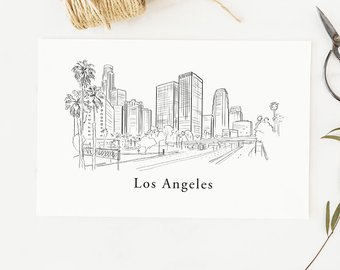 340x270 La Skyline Drawing Etsy - La Skyline Sketch