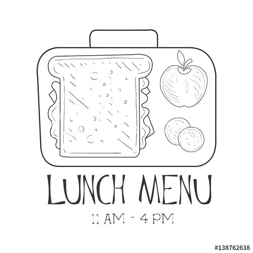 500x500 School Lunchbox Cafe Lunch Menu Promo Sign In Sketch Style Design - Label Sketch