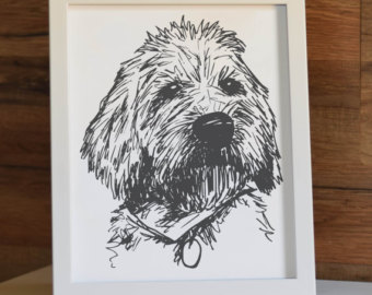 340x270 Goldendoodle Sketch Etsy - Labradoodle Sketch