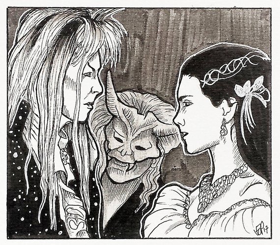 570x500 Labyrinth Original Artwork Drawing Of Sarah And Jareth In Pen Etsy - Labyrinth Sketch