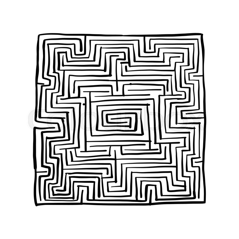 800x800 Labyrinth Square, Sketch For Your Design. Vector Illustration - Labyrinth Sketch