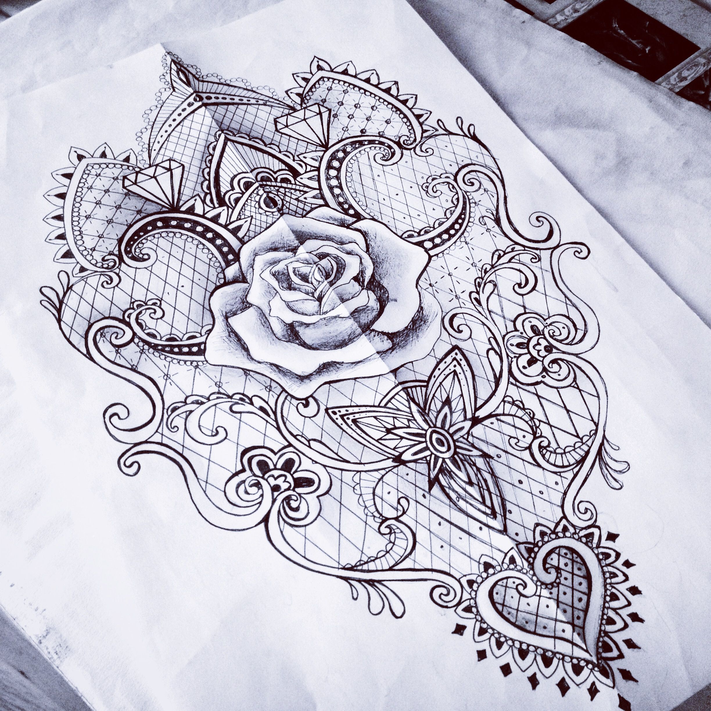 2448x2448 Lace Rose Baroque Mantra Tattoo Sketch Woman Mand...dotw - Lace Sketch