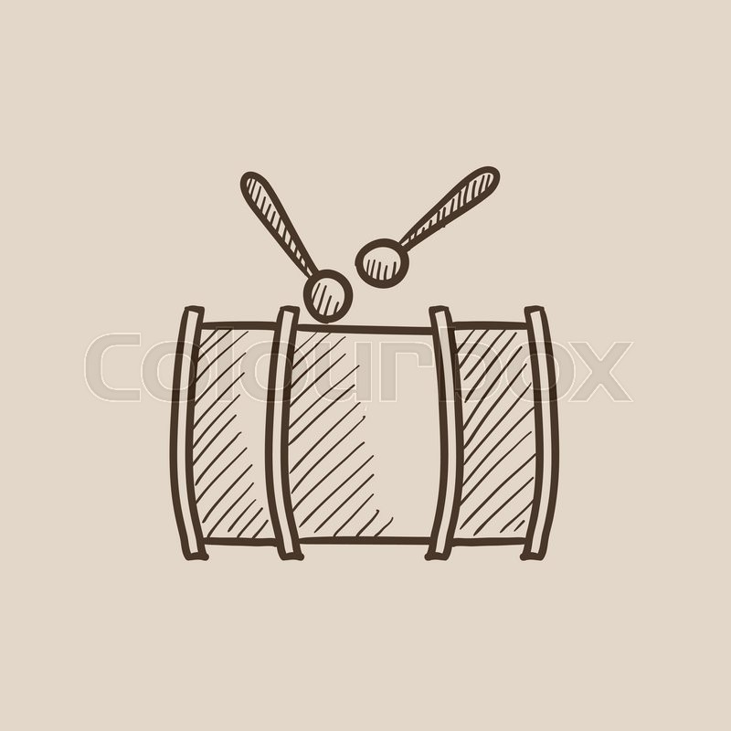 800x800 Drum With Sticks Sketch Icon For Web, Mobile And Infographics - Lacrosse Stick Sketch