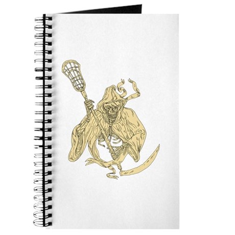 460x460 Grim Reaper Lacrosse Stick Drawing Journal By Retrographicartnz - Lacrosse Stick Sketch