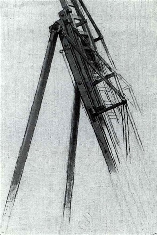 315x470 Sketch Of A Firemans Ladder By Edouard Jean Baptiste Detaille On - Ladder Sketch