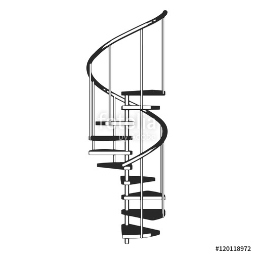 500x500 Sketch Spiral Ladder Isolated. Side View. Vector Illustration On A - Ladder Sketch