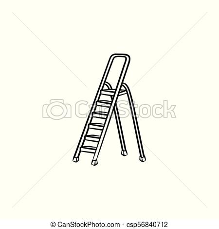 450x470 Stepladder Hand Drawn Sketch Icon. Stepladder Hand Drawn Outline - Ladder Sketch