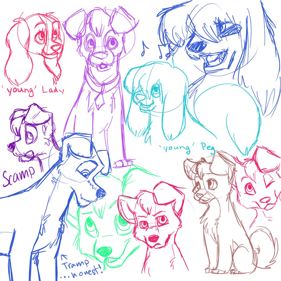 894x894 Lady And The Tramp Sketch Dump By Zaphirra - Lady And The Tramp Sketch