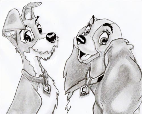 500x401 Lady And The Tramp By Crookedpictures - Lady And The Tramp Sketch