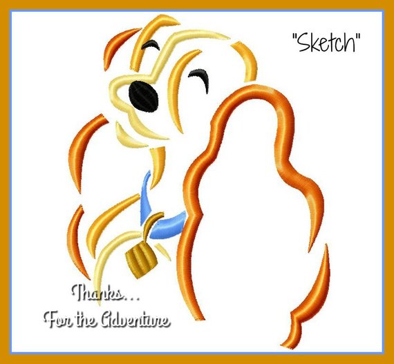 570x527 Lady Dog From Lady And The Tramp Sketch Digital Embroidery Etsy - Lady And The Tramp Sketch