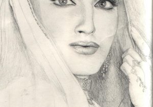 300x210 Indian Face By Pencil Drawing Sketch Face Girl Pencil Pencil - Lady Face Sketch
