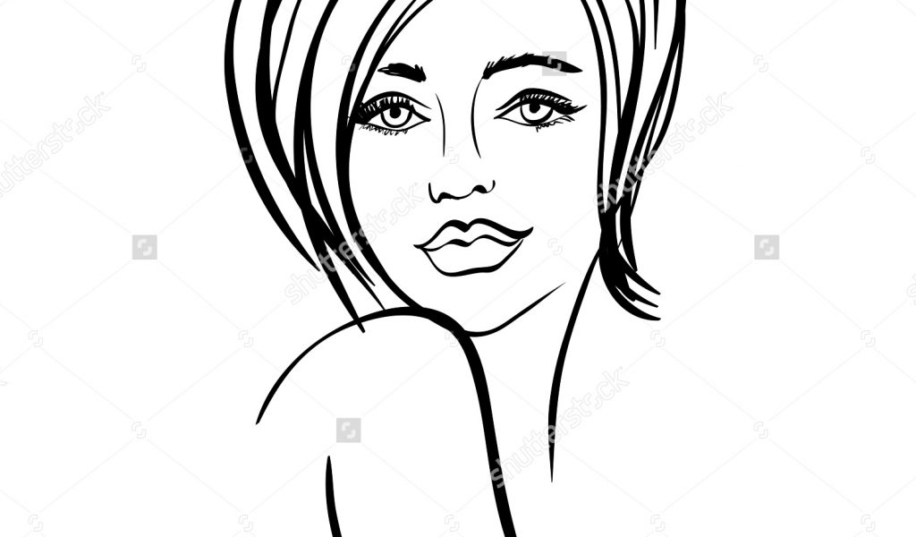 1024x600 Lady Face Sketch For Drawing - Lady Face Sketch