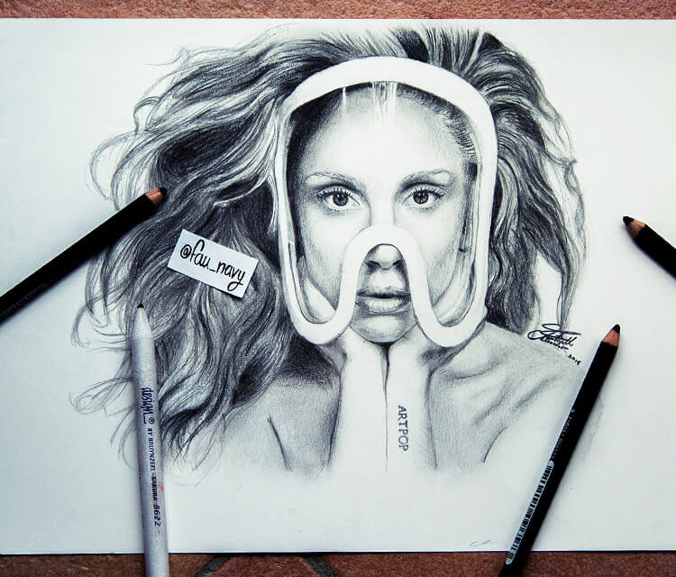 750x640 Lady Gaga Sketch Drawing By Fau Navy No. 1288 - Lady Gaga Sketch
