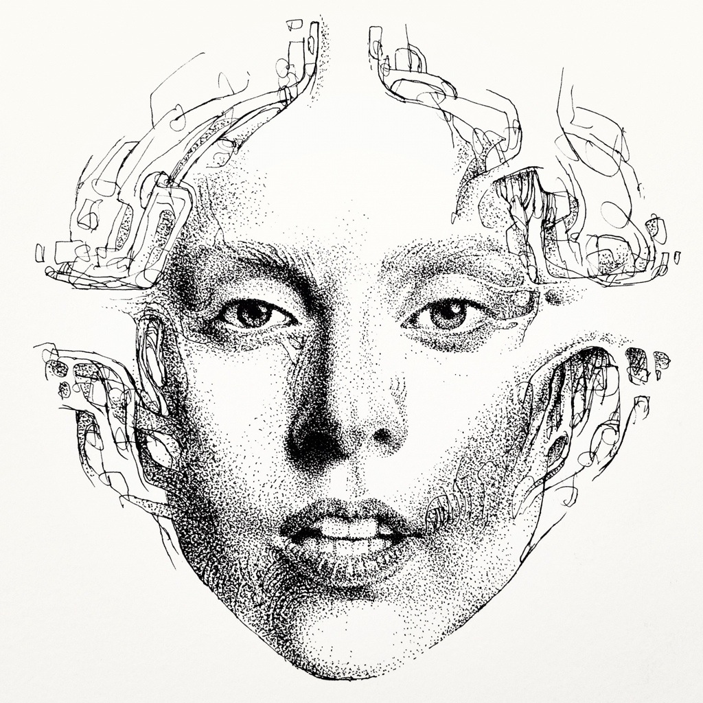 1024x1024 Lady Gaga Mystik Mask Art - Lady Gaga Sketch