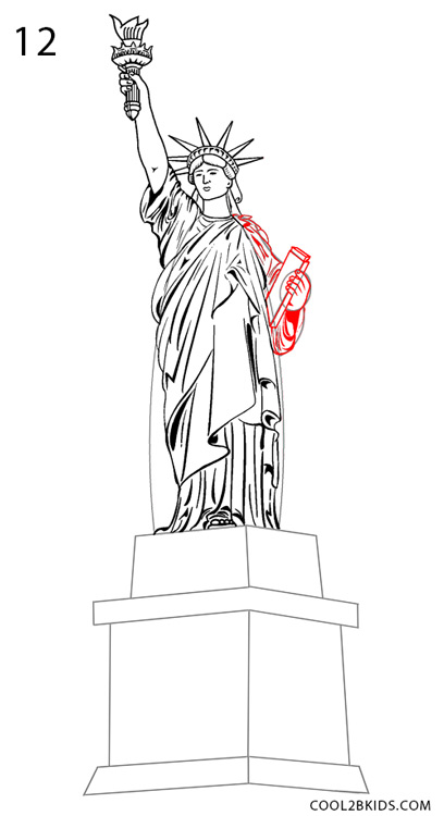 408x750 How To Draw The Statue Of Liberty (Step By Step Pictures) Cool2bkids - Lady Liberty Sketch