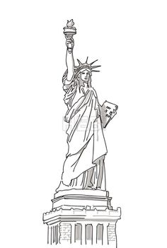 236x351 How To Draw The Statue Of Liberty Step By Step Drawing Tutorials - Lady Liberty Sketch