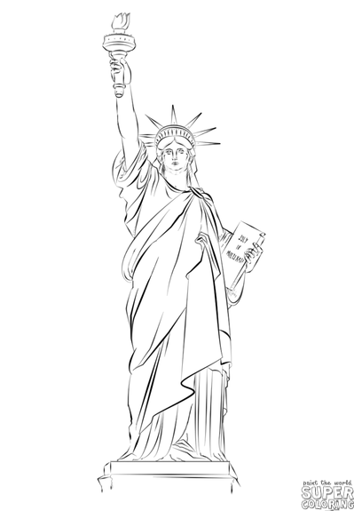 399x575 How To Draw The Statue Of Liberty Step By Step Drawing Tutorials - Lady Liberty Sketch