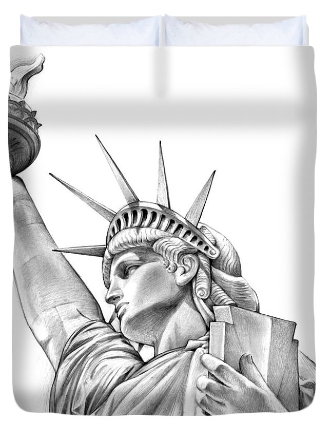645x853 Lady Liberty Duvet Cover For Sale By Greg Joens - Lady Liberty Sketch