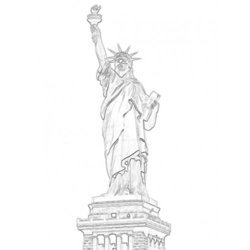 500x500 Statue Of Liberty 2 Sketch For Canvas Painting - Lady Liberty Sketch