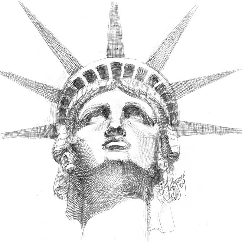 800x800 Statue Of Liberty Sketch Usa Usa ) Statue - Lady Liberty Sketch