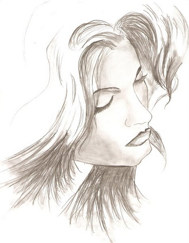 389x500 Lady Sketch Pencil Drawing Ar A - Lady Sketch