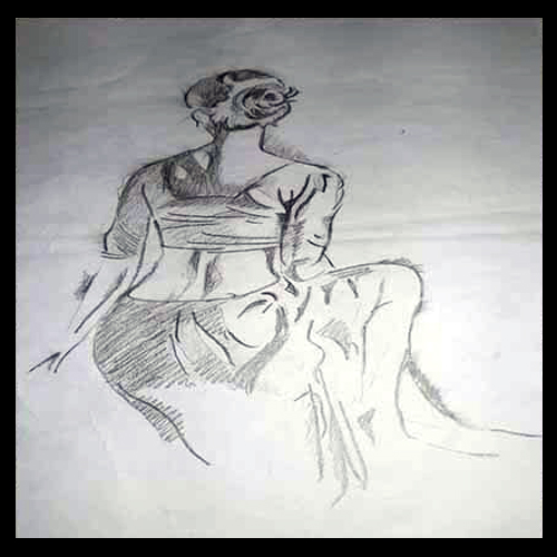 500x500 Pencil Sketch Of A Lady Talentbaazar - Lady Sketch