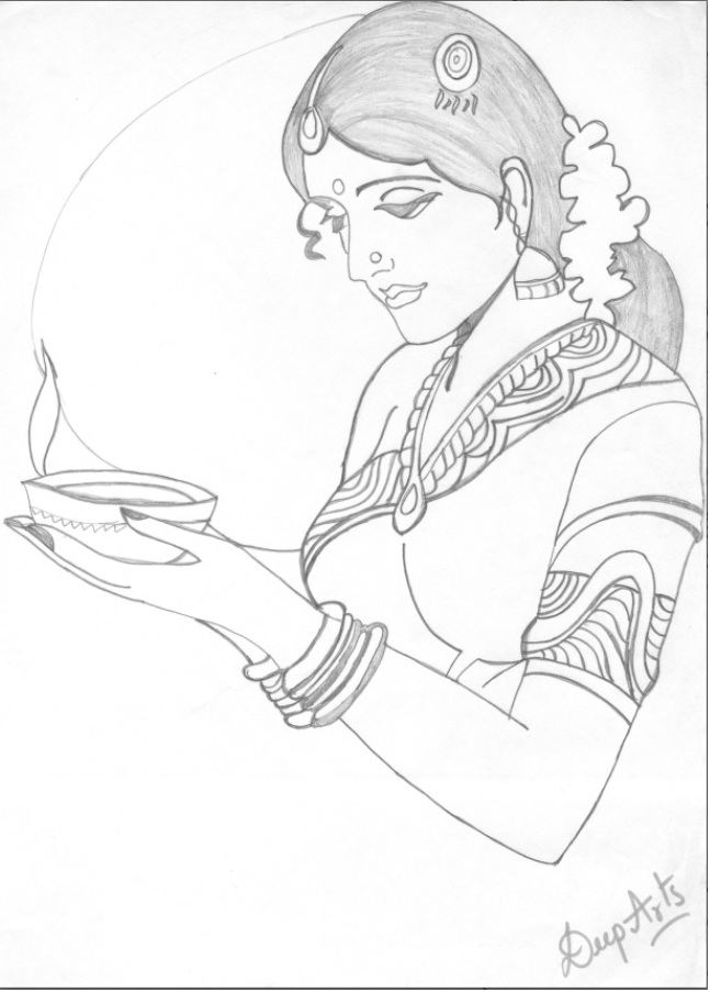 647x903 Pencil Sketch Of A Lady - Lady Sketch