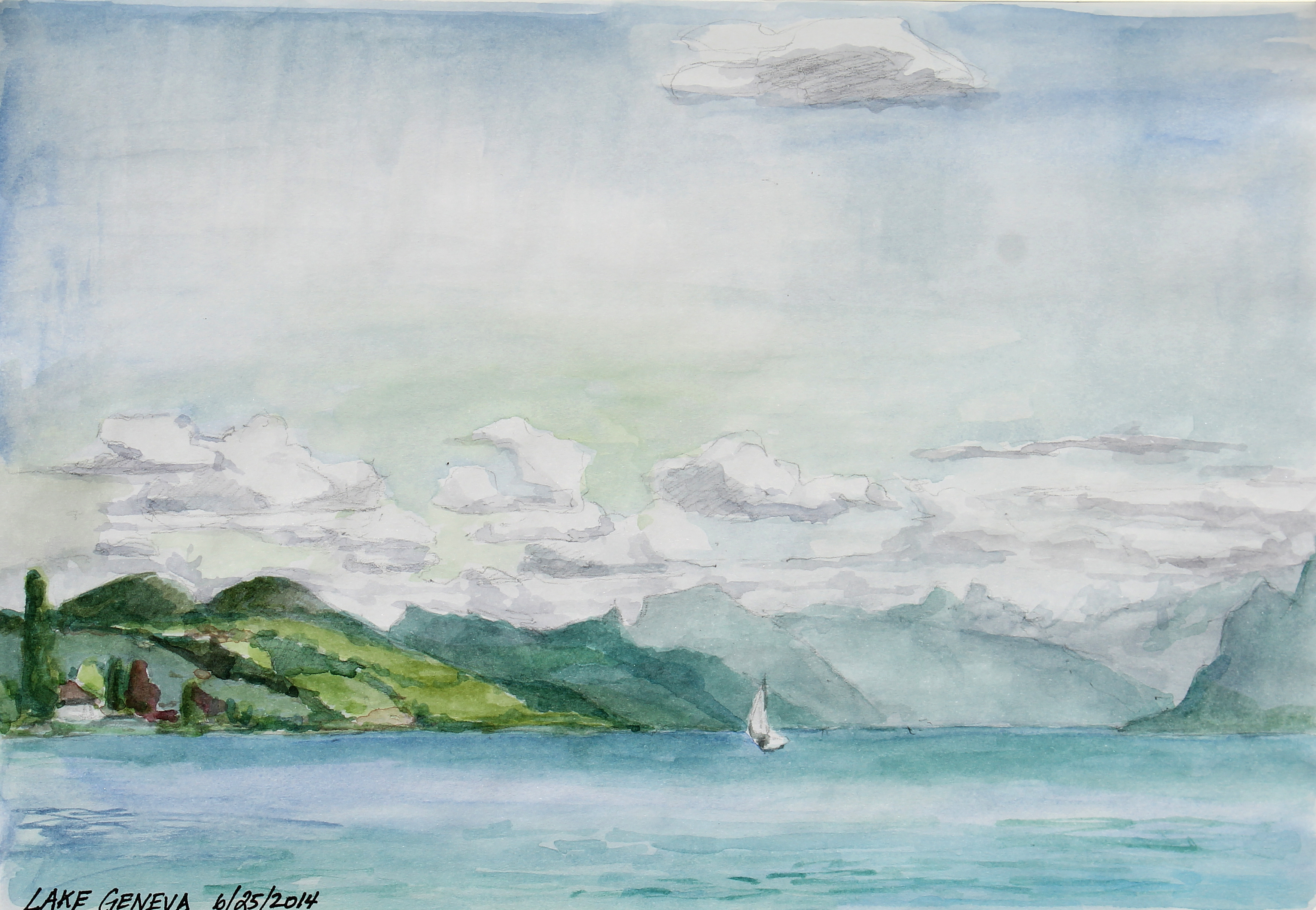 3516x2430 Lake Geneva Sketch Abby Laux - Lake Sketch
