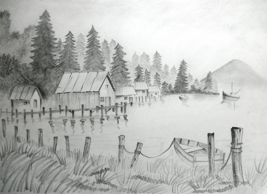 900x654 Sketch - Lake Sketch