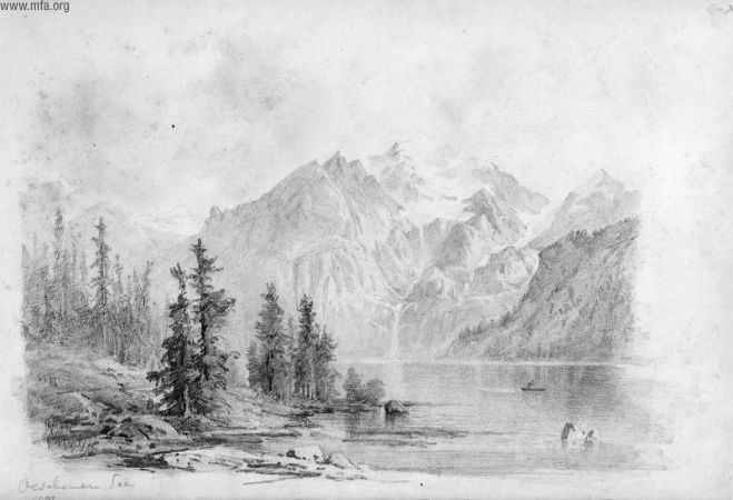 659x450 Sketch Of Lake And Mountains - Lake Sketch