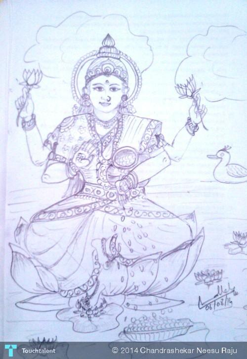 500x727 Lakshmi Devi Pencil Sketch Touchtalent - Lakshmi Sketch