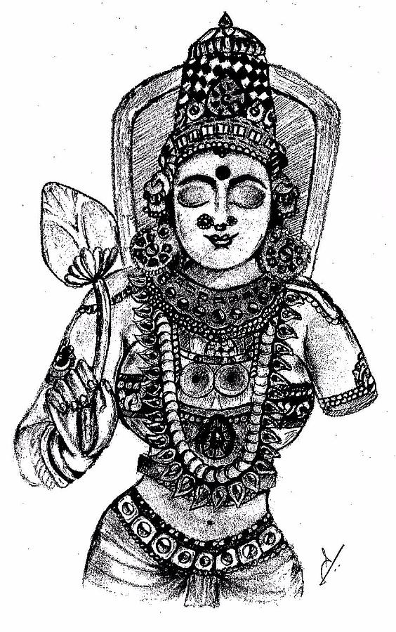 Lakshmi Sketch at PaintingValley.com | Explore collection of Lakshmi Sketch