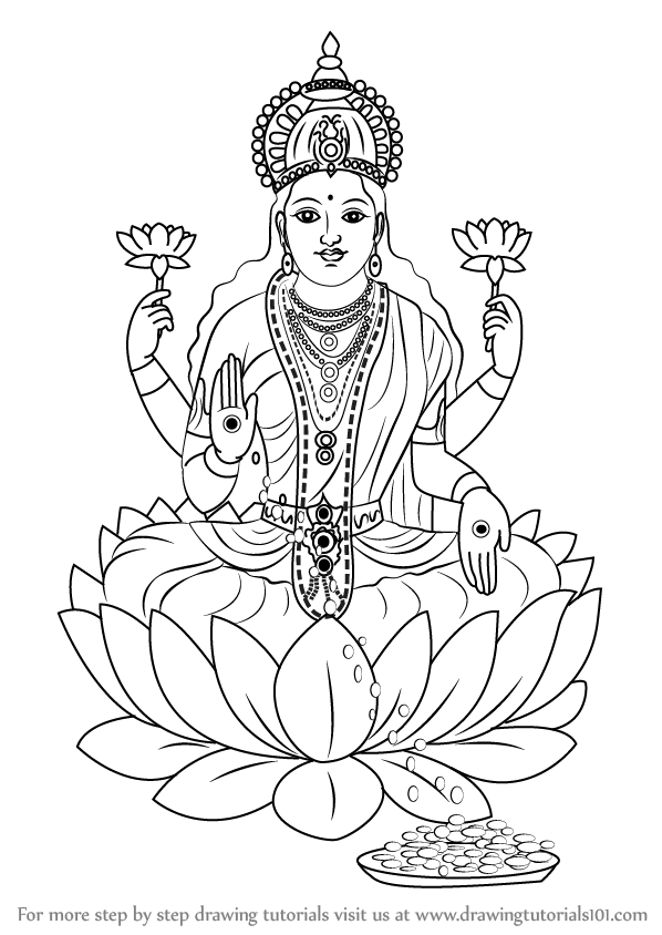 Lakshmi Sketch at PaintingValley.com | Explore collection of Lakshmi Sketch