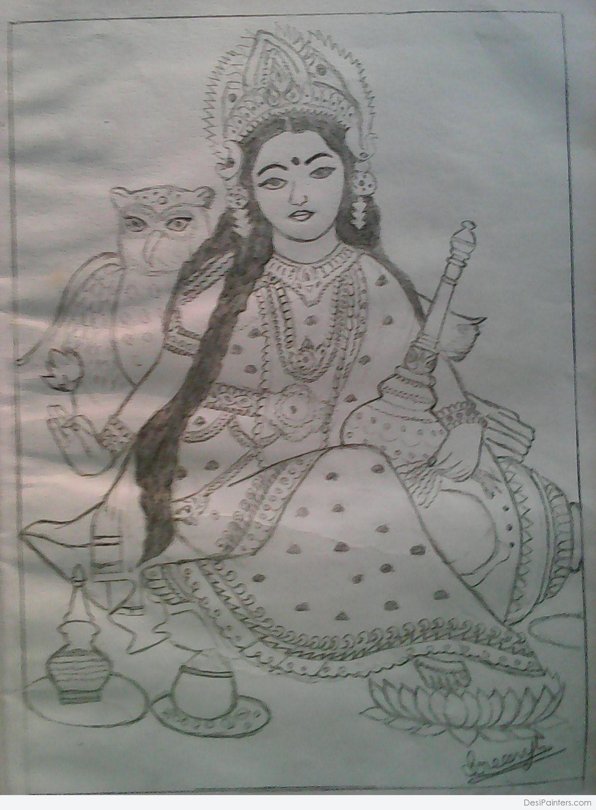 Lakshmi Sketch at PaintingValley.com | Explore collection of Lakshmi Sketch