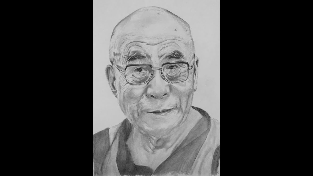 1280x720 Sketch Of Dalai Lama - Lama Sketch