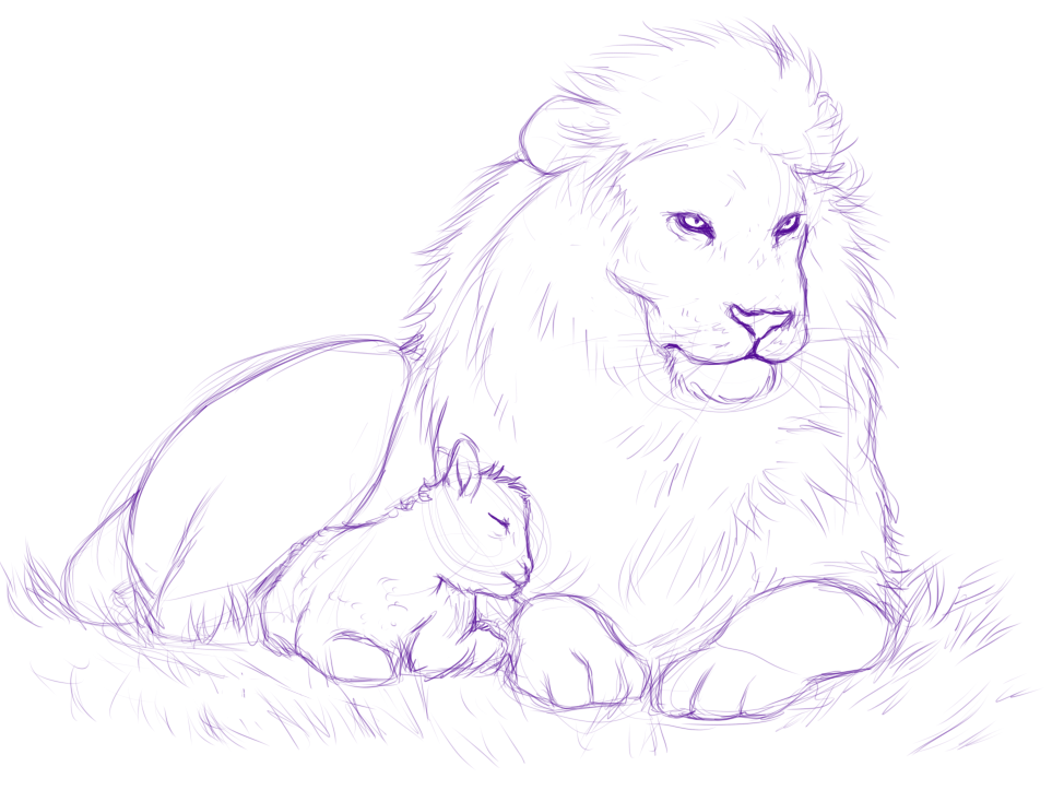 974x723 The Lamb And The Lion Sketch By Melvismd - Lamb Sketch