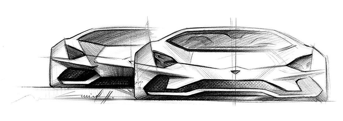 1100x388 Lambo Sketch Sketch Illustration Sketches - Lambo Sketch