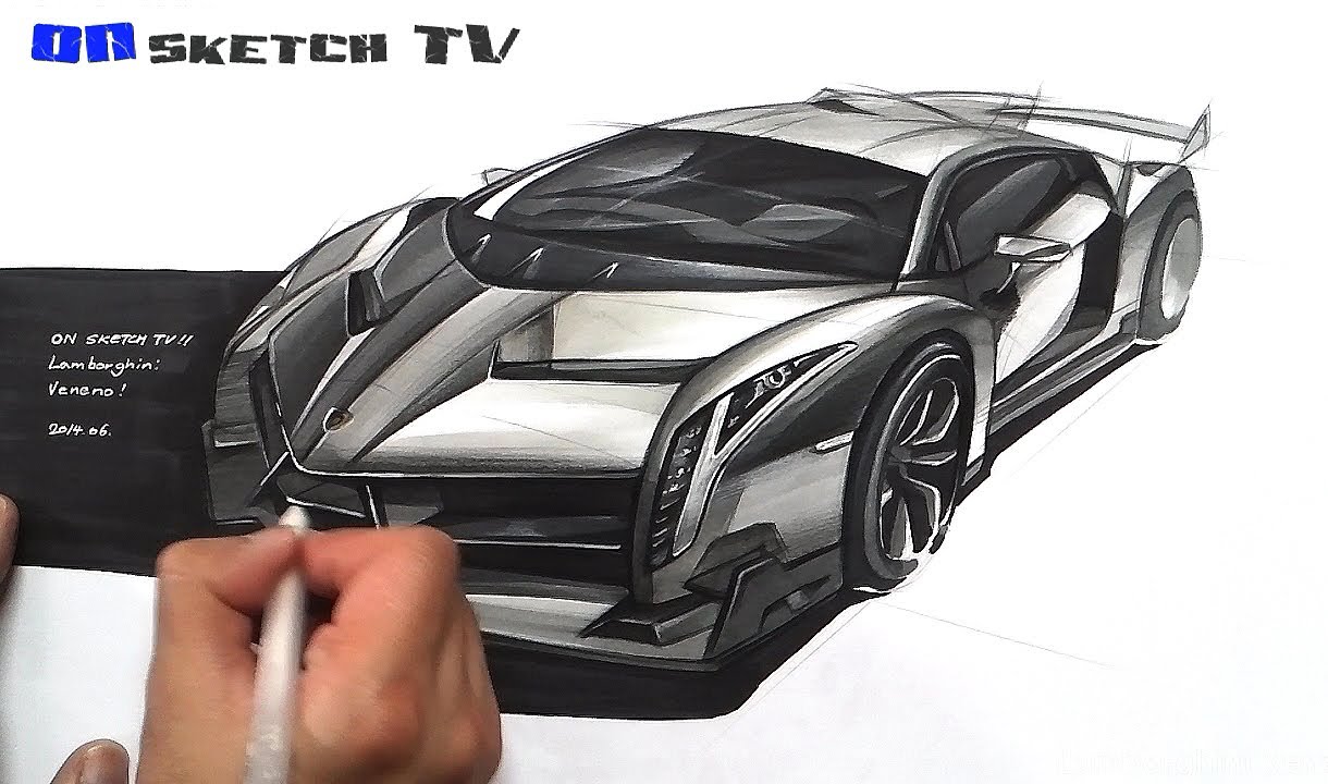 1220x720 Tv Car Sketch - Lambo Sketch