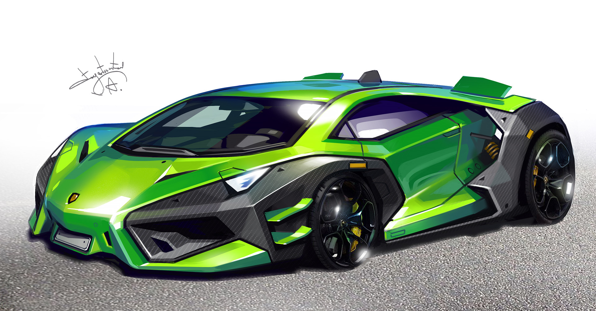1920x1002 Aleksandr Sidelnikov - Lambo Sketch