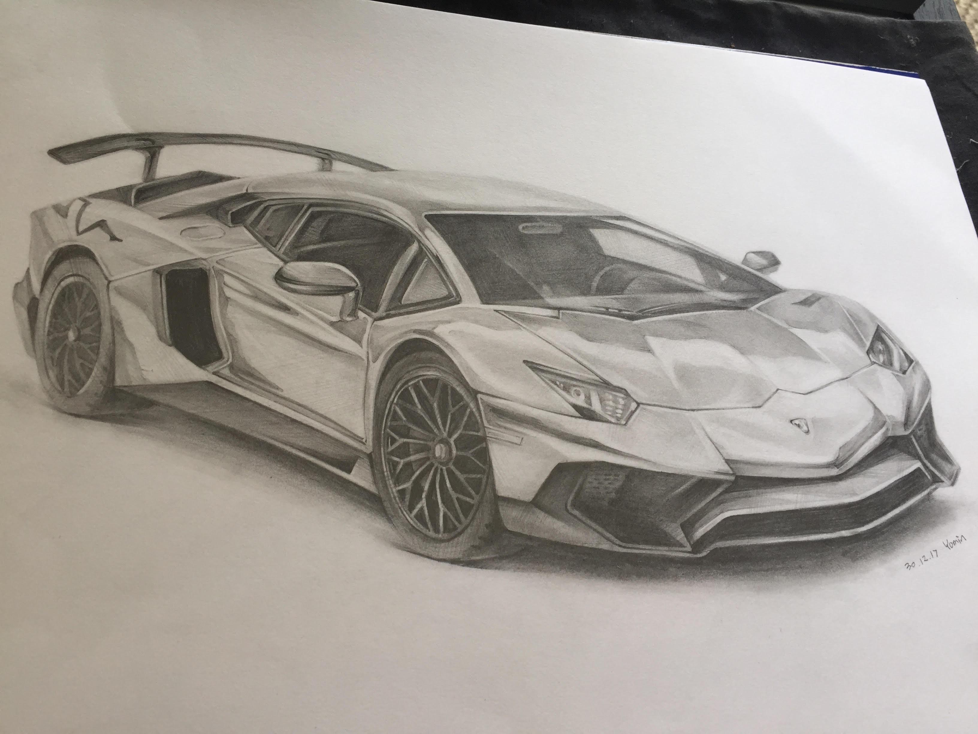 3264x2448 Pencil Drawing Of A Lamborghini Aventador [Oc] Sketches - Lamborghini Aventador Sketch