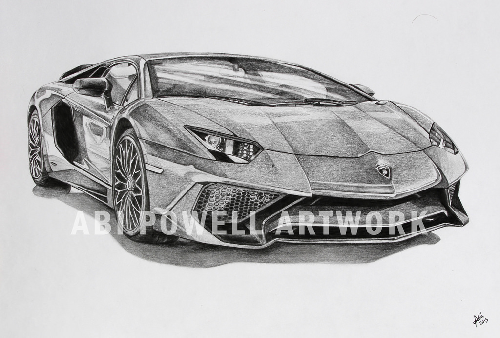 1024x692 Pencil Drawing, Lamborghini Aventador Superveloce Abi Powell - Lamborghini Car Sketch