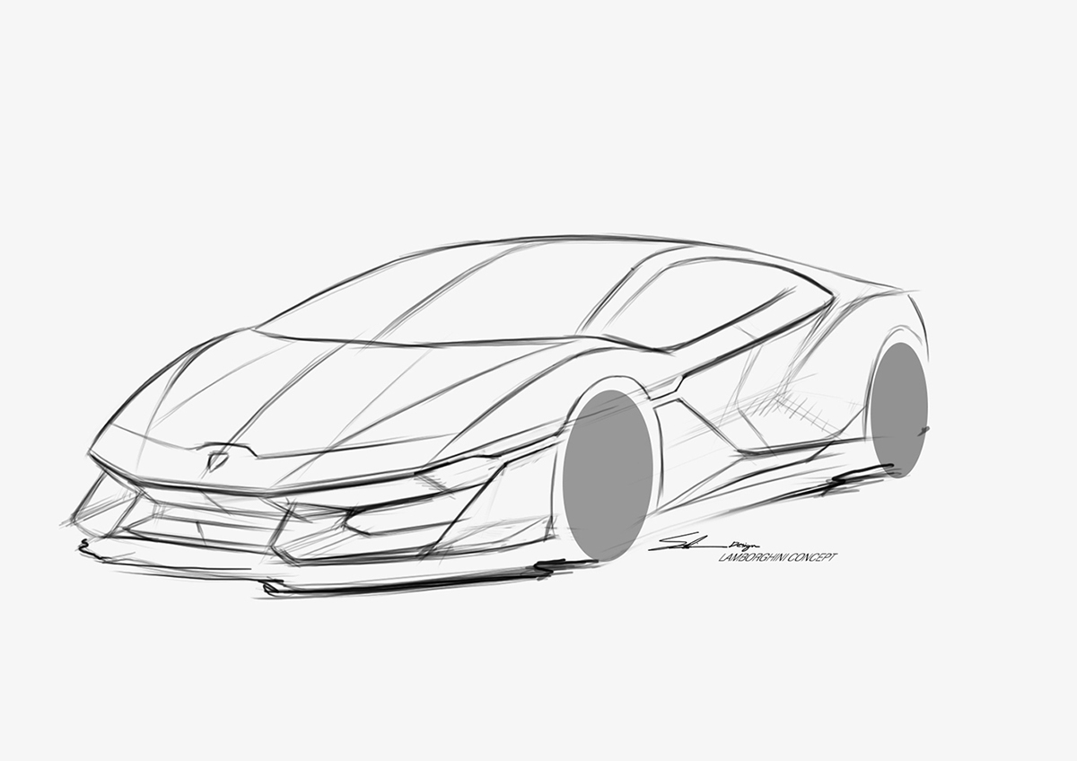 1200x848 Free Sketch Lamborghini On Behance - Lamborghini Car Sketch