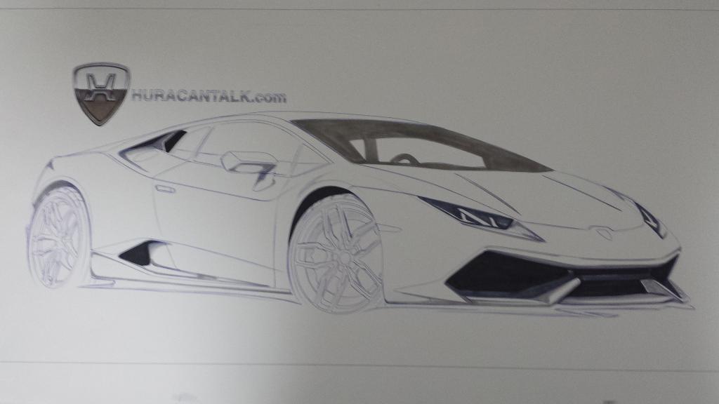 1024x576 Lamborghini Huracan Drawing For By Artist Enes Canay - Lamborghini Huracan Sketch