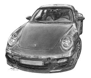 298x256 Porsche 911 And Lamborghini Miura Pencil Drawings - Lamborghini Pencil Sketch