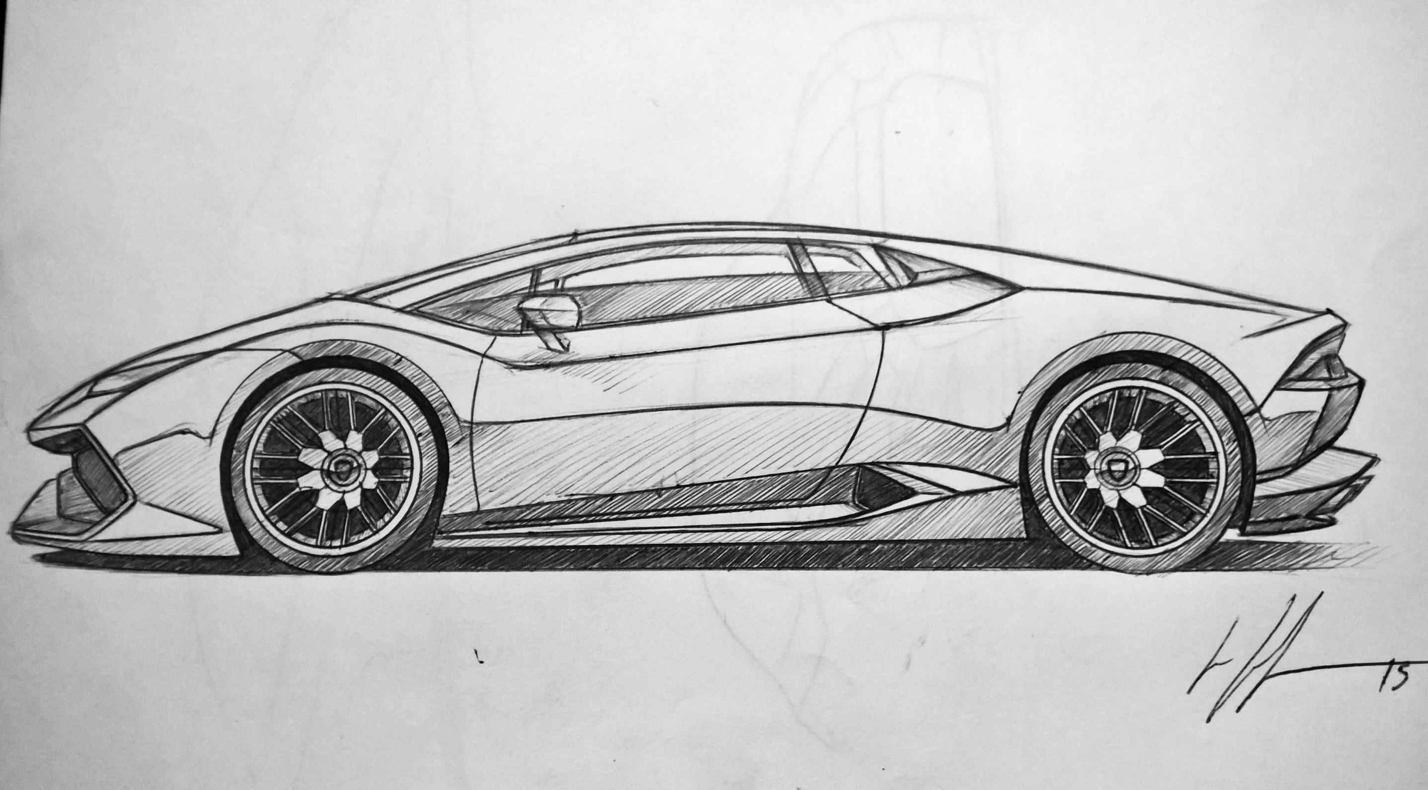 2875x1591 Lamborghini Huracan Sketch. Ballpoint Pen. Drawing - Lamborghini Sketch